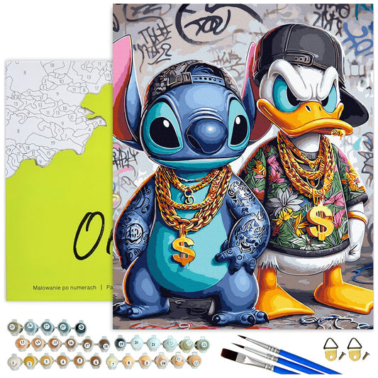 Stitch i Kaczor Donald w stylu hip-hop – malowanie po numerach Oh Art