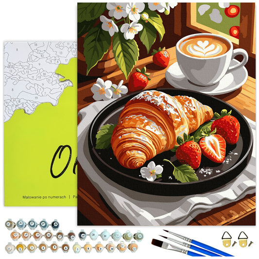 Śniadanie z croissantem – malowanie po numerach Oh Art
