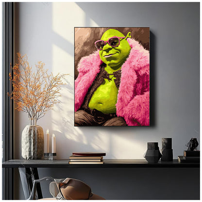 Shrek w różowym futrze – malowanie po numerach Oh Art