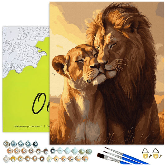 Lew i lwica – malowanie po numerach Oh Art