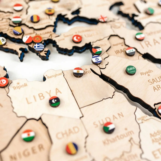 Drewniane Flagi do Map Świata