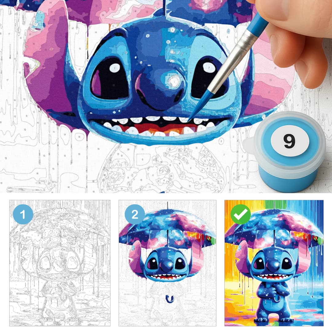 Stitch w deszczu