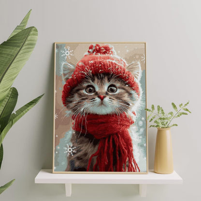 Kotek w czerwonym szaliku