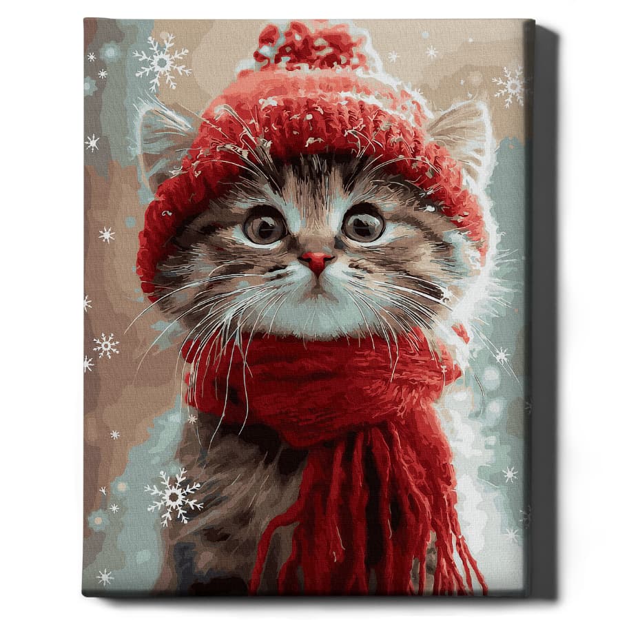 Kotek w czerwonym szaliku