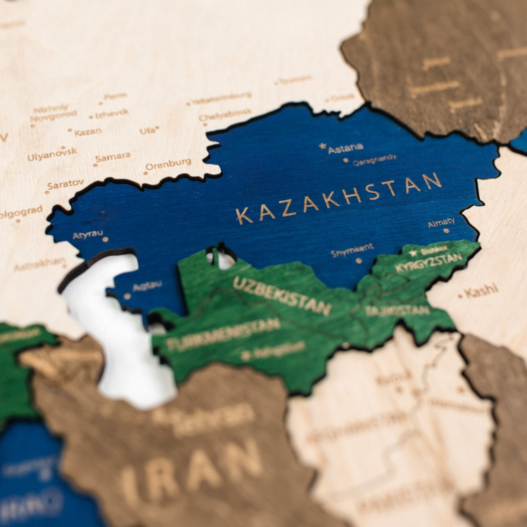 Mapa Świata Drewniana 3D Wielokolorowa XL